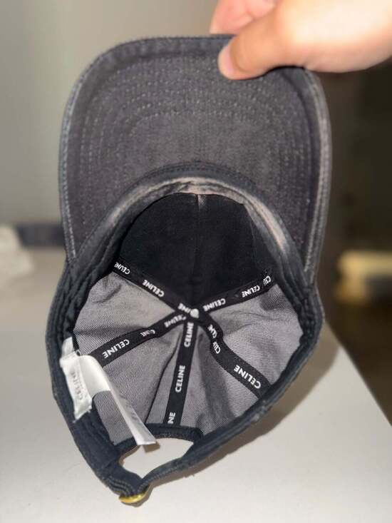 CELINE Triomphe Logo Baseball Cap in Black Denim Cotton main image 6